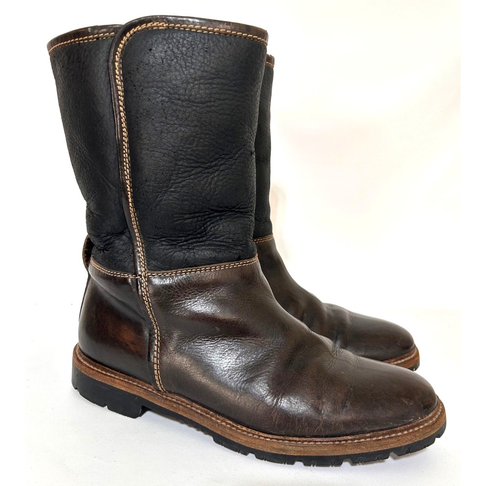 Vintage Manuela Pollini Shearling Boots Men Made Italy 42 USA Size 9 Vibram - Picture 1 of 11